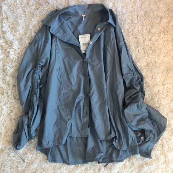 Free People Blue Button Down - Picture 2 of 7
